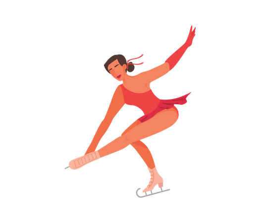 Atleta femenina haciendo baile de ballet sobre hielo  Ilustración