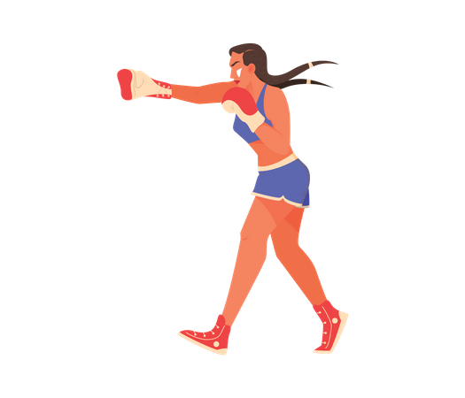 Atleta femenina haciendo boxeo  Ilustración