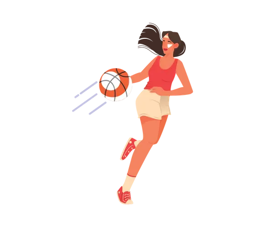 Atleta Femenina jugando lanzar pelota  Ilustración