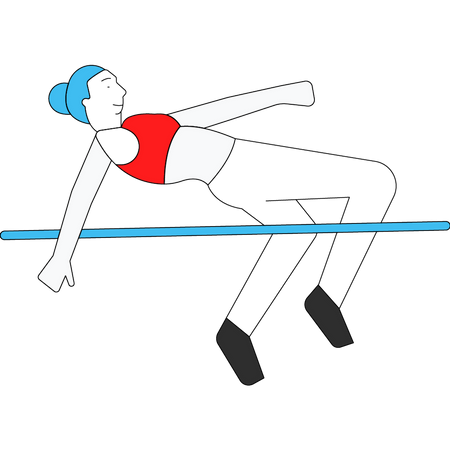 Atleta femenina practicando deporte de salto de altura  Ilustración