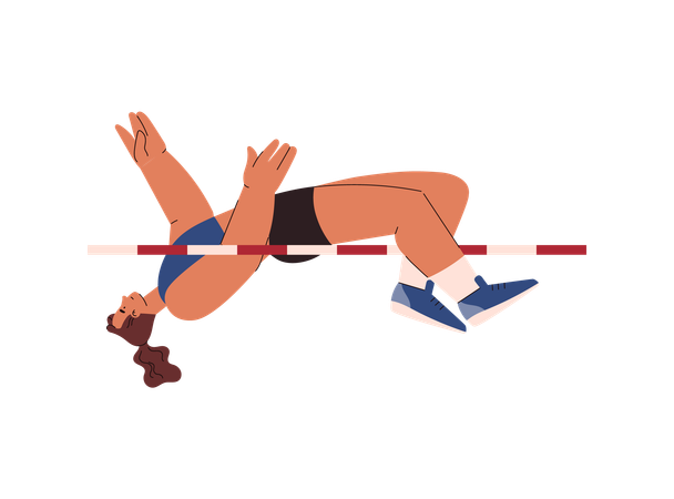 Atleta femenina salta sobre la pértiga  Ilustración