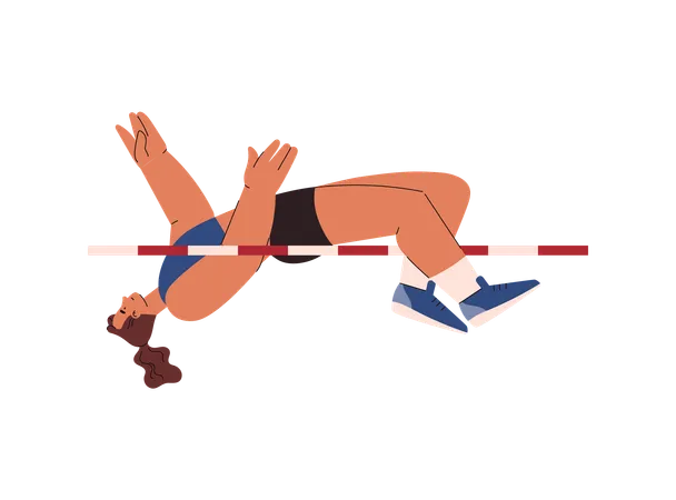 Atleta femenina salta sobre la pértiga  Ilustración