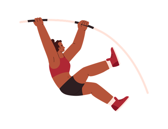 Atleta femenina saltando con pértiga  Ilustración