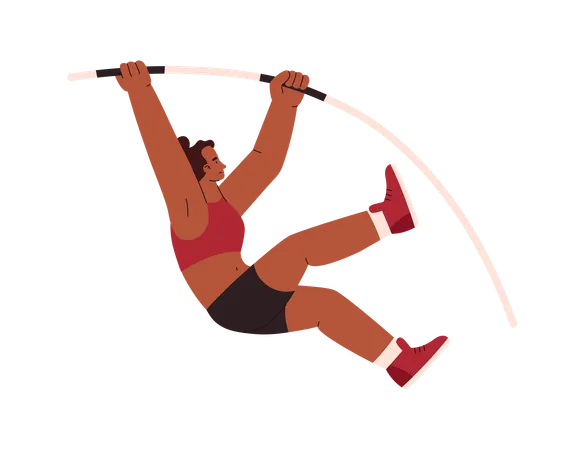 Atleta femenina saltando con pértiga  Ilustración