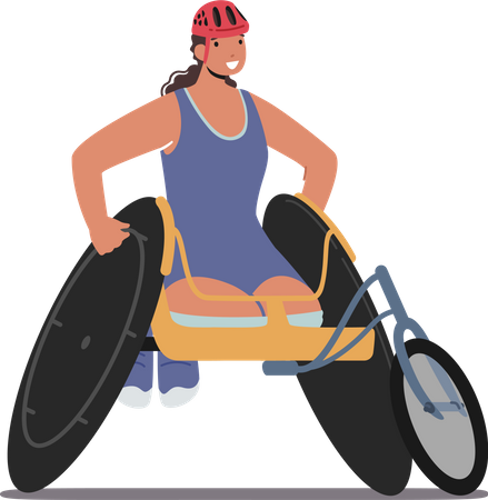 Atleta feminina com deficiência em cadeira de rodas  Ilustração