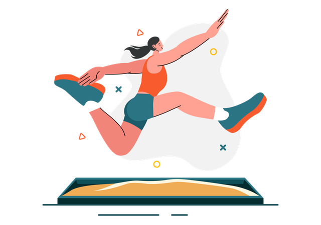 Atleta feminina de salto em distância  Ilustração