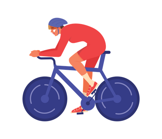 Atleta feminina fazendo corridas de bicicleta  Ilustração