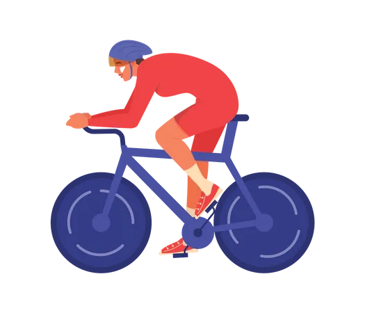 Atleta feminina fazendo corridas de bicicleta  Ilustração