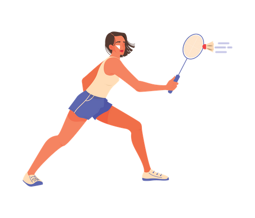 Atleta feminina jogando badminton  Ilustração