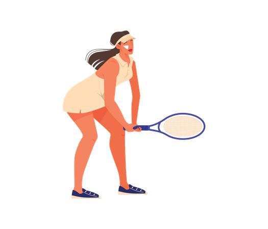 Atleta feminina jogando badminton  Ilustração