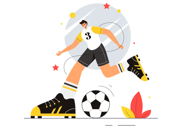 Atleta joga partida de futebol  Ilustração