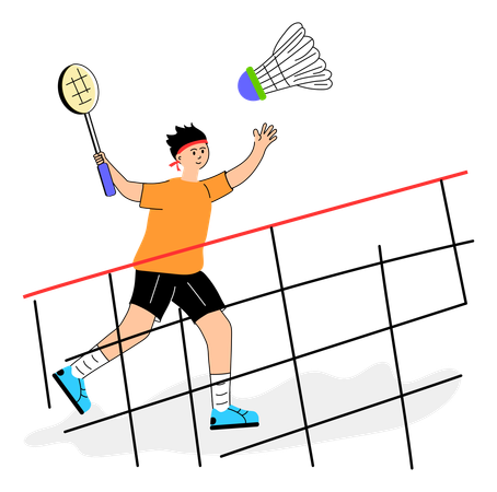 Atleta jogando badminton  Ilustração