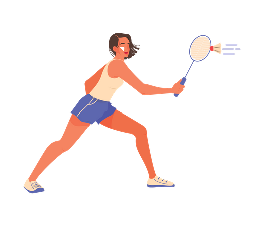 Atleta femenina jugando bádminton  Ilustración