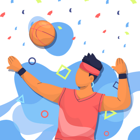 Atleta jugando baloncesto  Ilustración