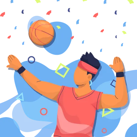 Atleta jugando baloncesto  Ilustración