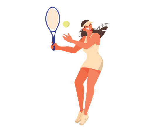 Atleta femenina jugando tenis  Ilustración