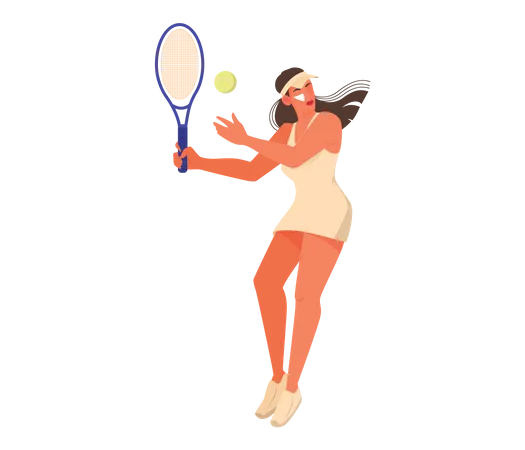 Atleta femenina jugando tenis  Ilustración