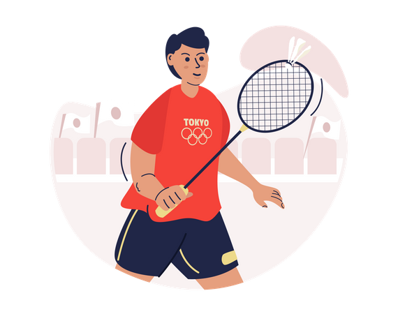 Atleta masculino de bádminton  Ilustración