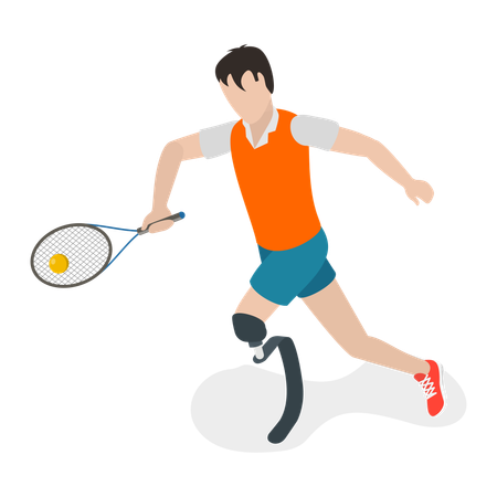 Atleta paralímpico jugando bádminton  Ilustración