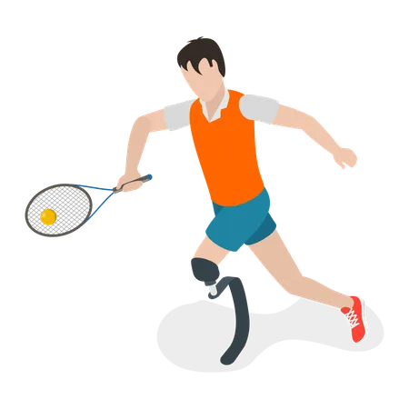 Atleta paralímpico jugando bádminton  Ilustración