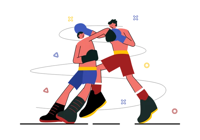 Atleta participando de boxe  Ilustração