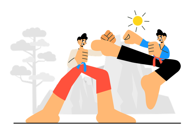 Atleta practicando artes marciales  Ilustración