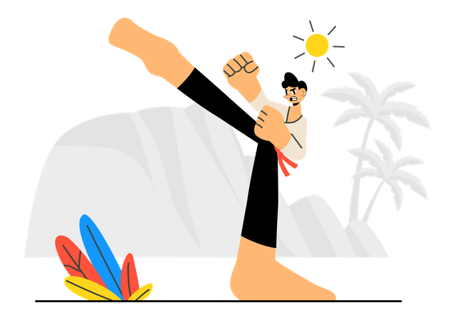 Atleta practicando artes marciales  Ilustración