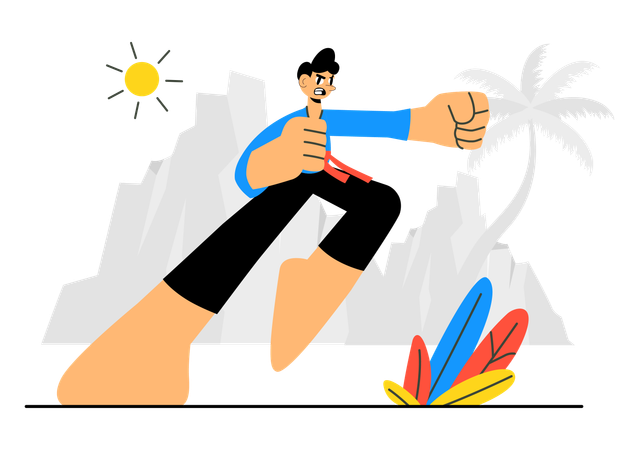Atleta practicando artes marciales  Ilustración