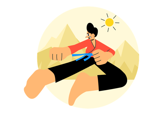 Atleta practicando karate  Ilustración
