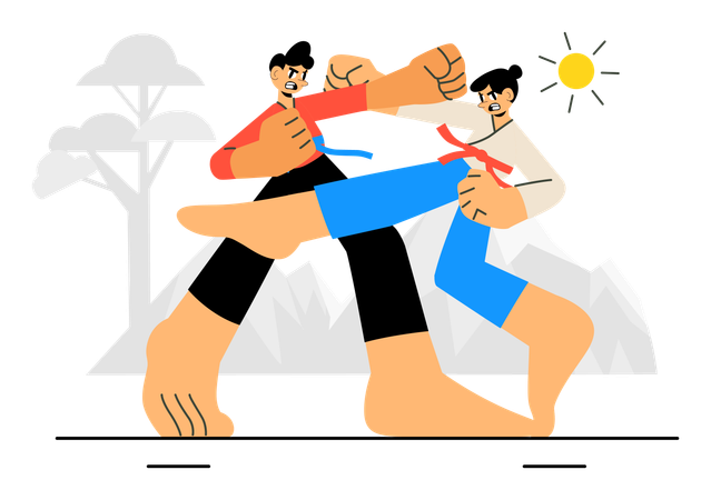 Atleta practicando karate  Ilustración