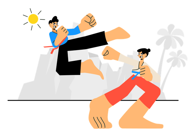 Atleta practicando karate  Ilustración