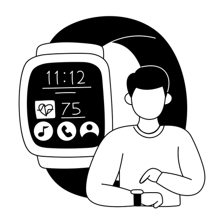 Atleta usa interface de smartwatch  Ilustração