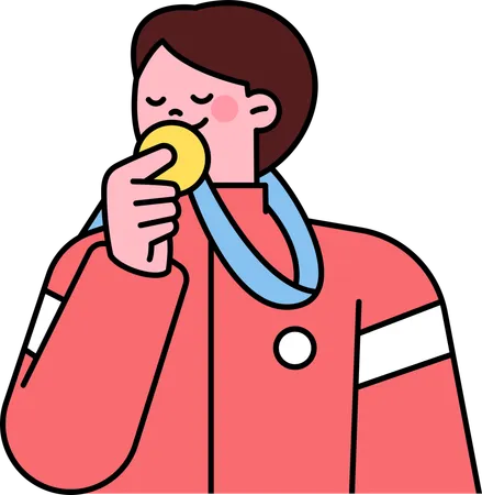 Vencedor do atleta com medalha  Ilustração