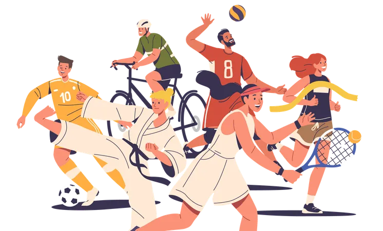 Atletas de deportes de verano  Ilustración