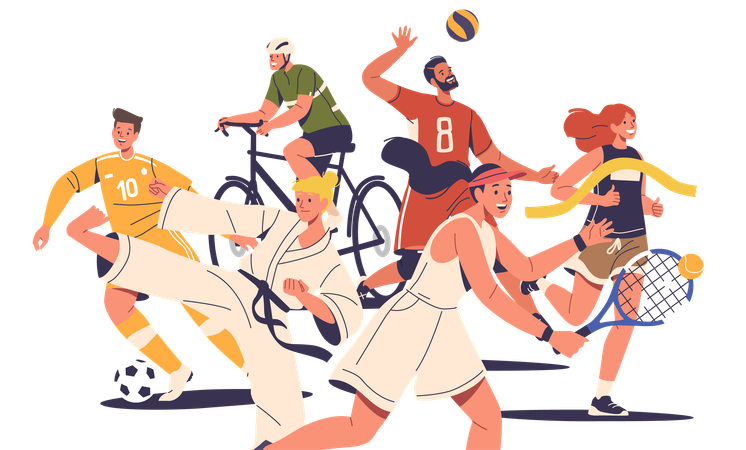 Atletas de esportes de verão  Ilustração