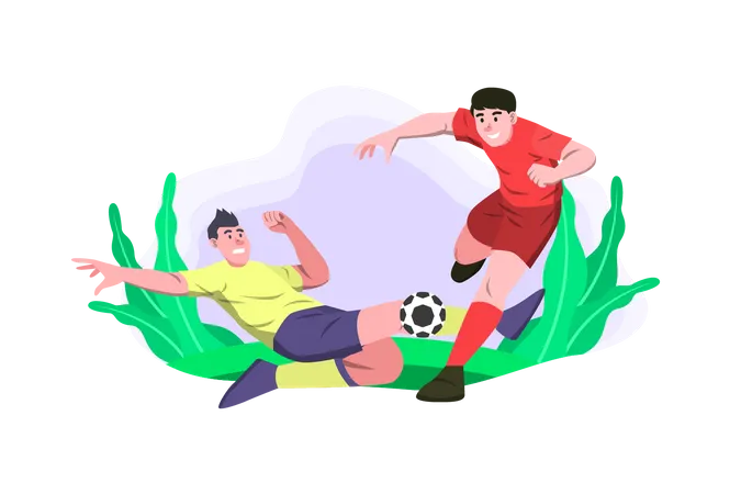 Atletas jogando campeonato de futebol  Ilustração