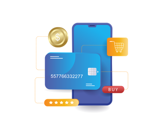 ATM card for business online payments  Illustration