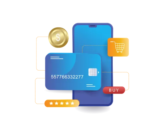 ATM card for business online payments  Illustration