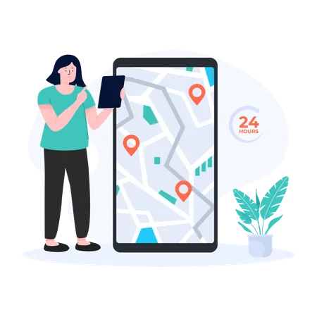A Character With Mobile Denoting Flat Illustration Of Atm Locator Illustration