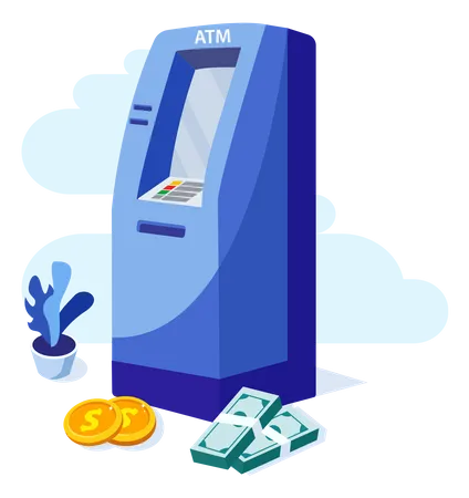 A Vector Illustration Of A Modern Atm Machine And Cash Money ATM Cash Machine Bank Cash Machine Icon Flat Isometric Template Style Suitable For Web Landing Page Illustration