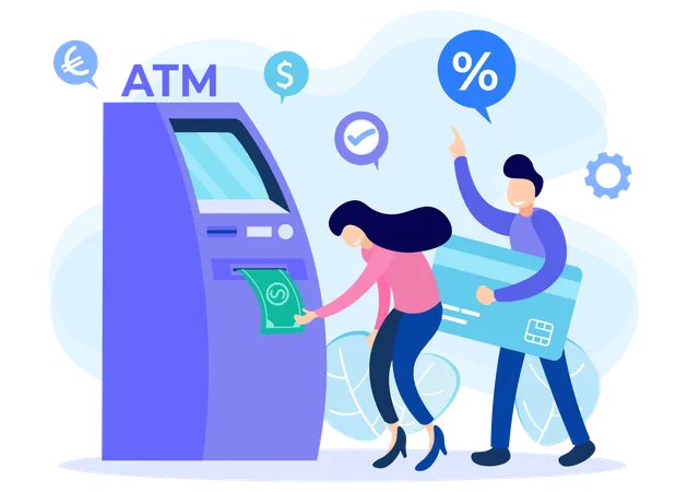 Illustration Vector Graphic Cartoon Character Of ATM Illustration