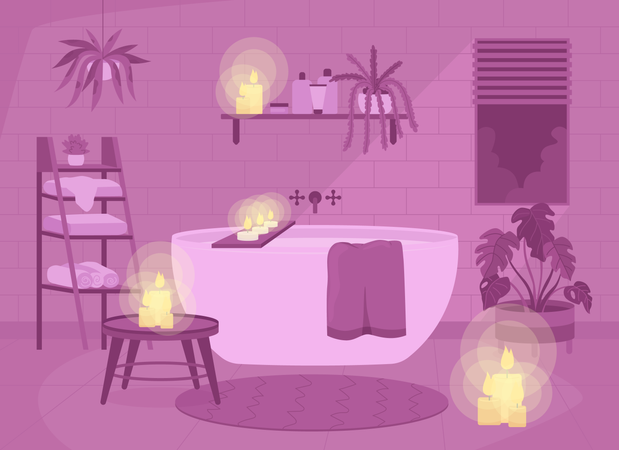Atmosfera romântica de banheiro  Ilustração