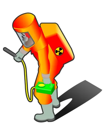 Nukleararbeiter mit nuklearer Ausrüstung, die überprüft oder analysiert  Illustration