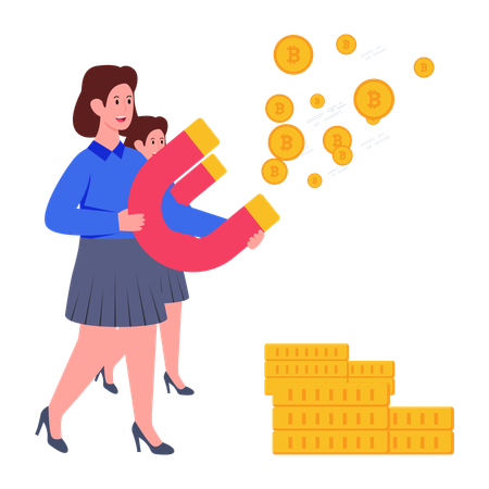 Atração de Bitcoin por investidor  Ilustração