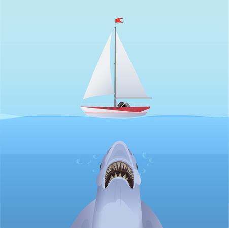Atração de tubarão  Ilustração