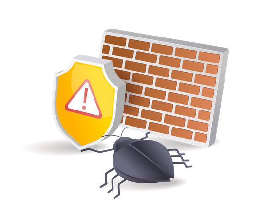 Attaque de malware sur les murs de sécurité  Illustration