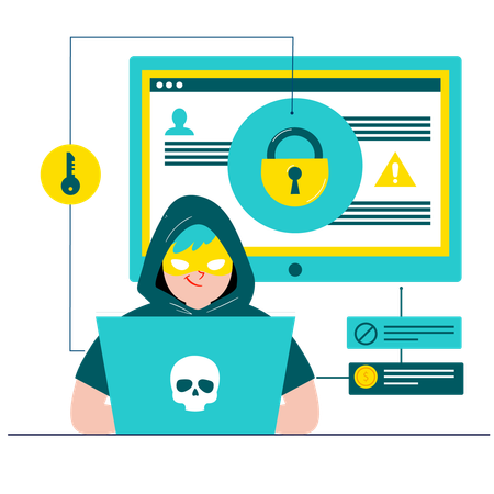 Attaques de pirates sur le compte utilisateur depuis un ordinateur portable  Illustration