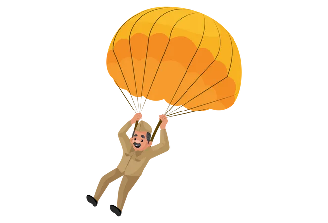 Facteur atterrissant en parachute  Illustration