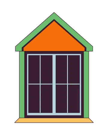 Attic Window Exterior 2 D Linear Cartoon Object Building Windowframe Isolated Line Vector Element White Background Rooftop Residence Residential Roofwindow Outdoor Color Flat Spot Illustration Illustration