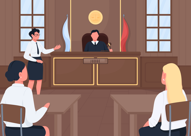 Attorney in legal court Illustration